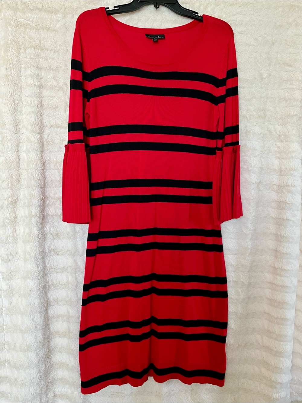 Alison Andrews Red with Black Striped Knit Dress (Size XL)